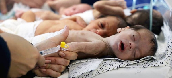 Babies at the Al-Shifa hospital are prepared for evacuation. — courtesy UNICEF/Eyad El Baba