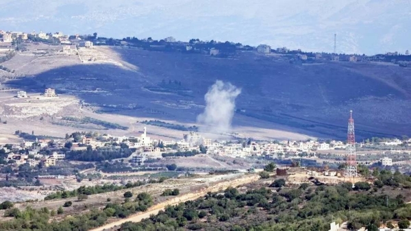 Smoke rises after an artillery strike near the Lebanon border village of Yaroun on Tuesday, as seen from northern Israel. —courtesy AFP