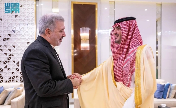 Saudi Interior Minister Prince Abdulaziz Bin Saud Bin Naif received the Iranian Ambassador to the Kingdom Dr. Alireza Enayati, on Sunday at his office in the Ministry. 