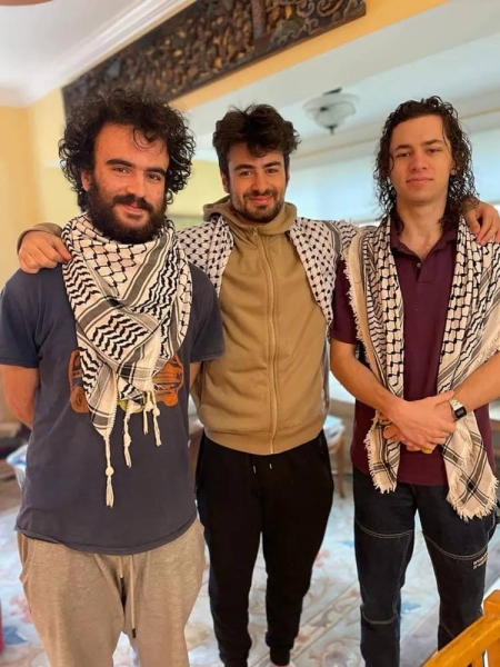 Students (from left) Tahseen Ahmad, Kinnan Abdalhamid and Hisham Awartani took this photo shortly before they were shot, a family representative said