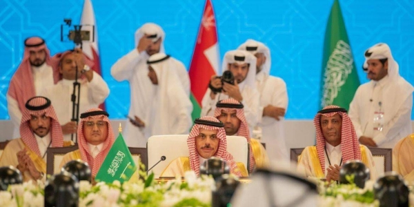 Saudi Minister of Foreign Affairs Prince Faisal bin Farhan attending the meeting of the Preparatory Ministerial Council for the 44th session of the GCC Supreme Council in Doha on Sunday.