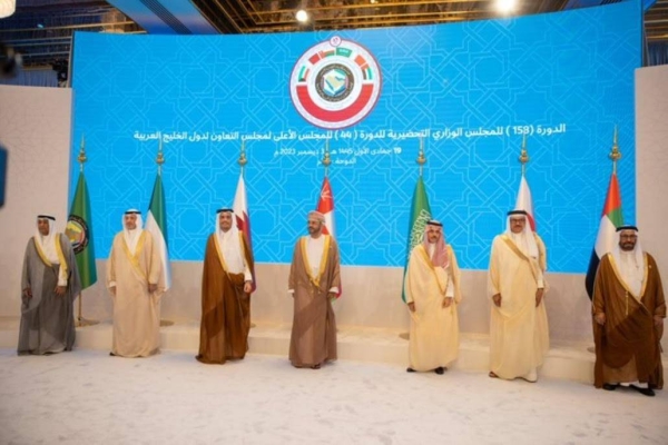 GCC foreign ministers pose for a photo during their preparatory meeting in Doha on Sunday.