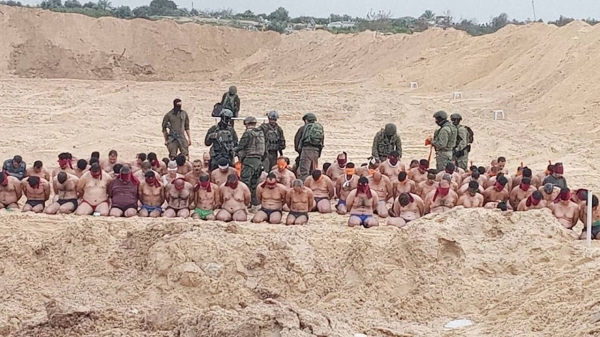 Images from Gaza circulating on social media Thursday showed mass detention of Palestinian men by the Israeli military.