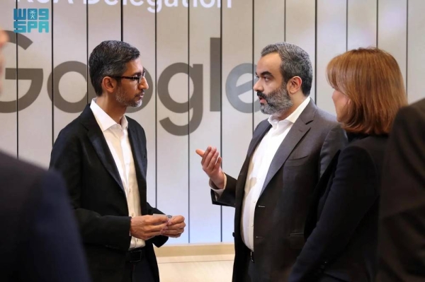  Minister of Communications and Information Technology (CIT) Eng. Abdullah Al-Swaha meets with Google and Alphabet CEO Sundar Pichai in Silicon Valley, California,