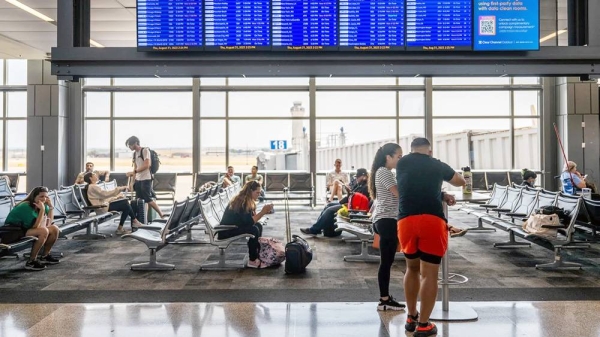 People wait for their plane departure at the Austin-Bergstrom International Airport on Aug. 31, 2023 in Austin, Texas. — courtesy Brandon Bell/Getty Images