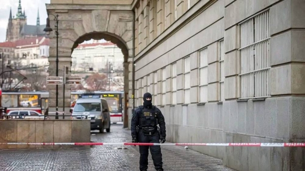 Police quickly sealed the scene of Thursday's shooting in central Prague. — courtesy Getty Images