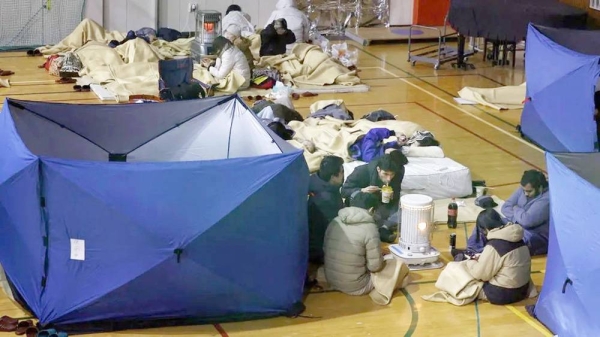 Residents in central Japanese towns and cities were forced to move into shelters for the night. — courtesy Kyodo via Reuters
