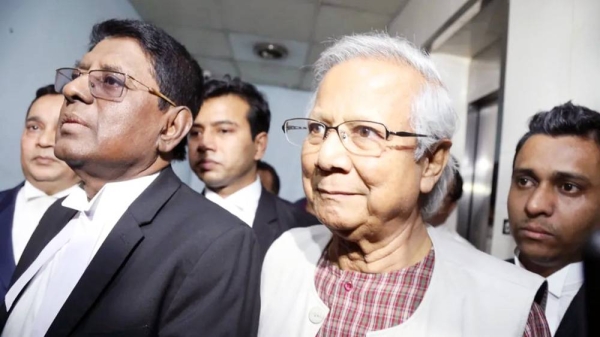 Bangladeshi Nobel peace laureate Muhammad Yunus arrives at the Dhaka Labor Court in Dhaka, Bangladesh, Monday, — courtesy , EPA