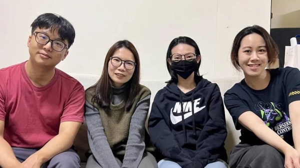 Ziwei (second left) struggled to afford a place to live on her civil servant's wage