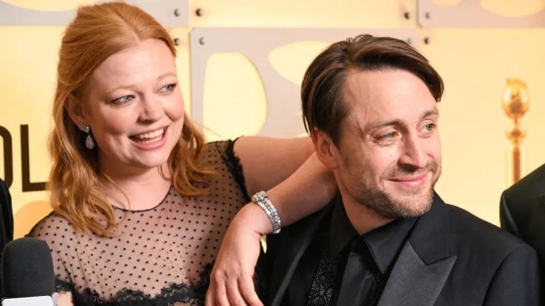 Succession's Sarah Snook and Kieran Culkin, pictured at last week's Golden Globes, could be in line for Emmys