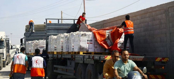 Trucks carrying humanitarian aid prepare to cross into southern Gaza through Rafah. — courtesy UNICEF/Eyad El Baba