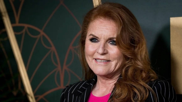 Sarah Ferguson poses for photographers upon arrival at the UK premiere of the film 'Marlowe' in London, Thursday, March 16, 2023