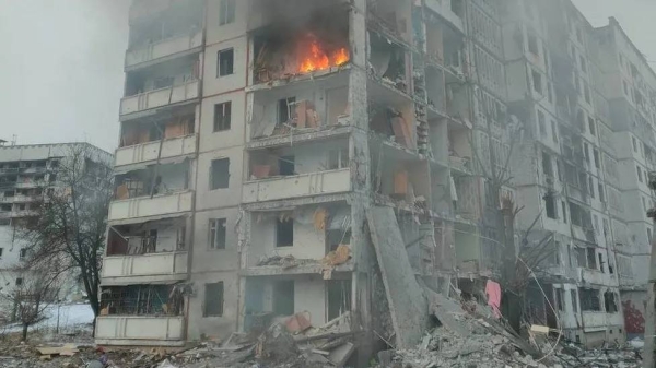 Rescue workers combed the rubble of this building in Kharkiv for survivors