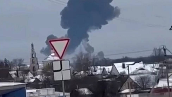 The plane was seen going down near the village of Yablonovo in Belgorod region