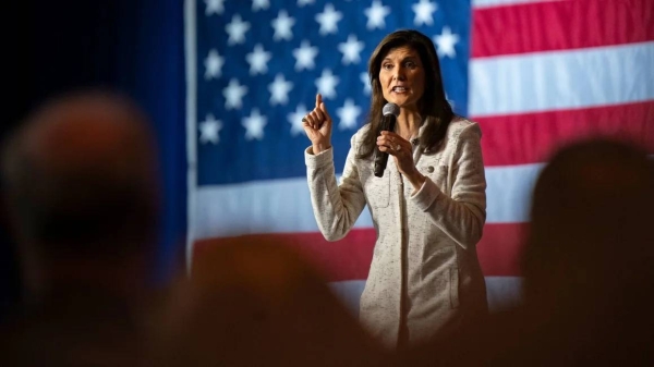 Republican presidential candidate Nikki Haley holds a rally in North Charleston, South Carolina, on January 24, 2024