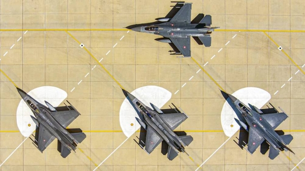 USAn aerial view of Turkish Air Force F-16 fighter aircrafts in Balikesir, Turkey, on May 22, 2022. — courtesy Getty Images