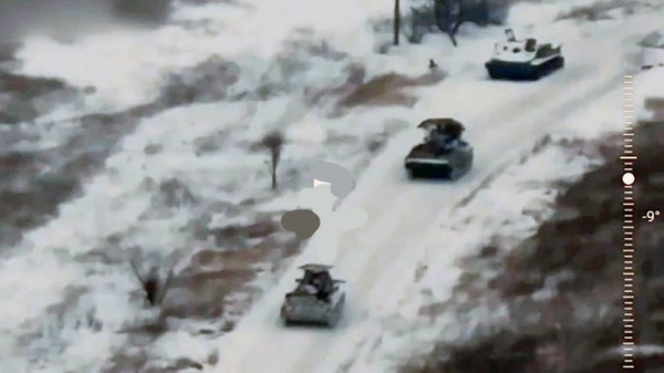 Video captures Ukrainian drone assaults on Russian troops.