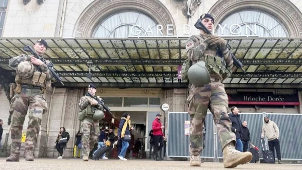 French soldiers secure the area after a man with a knife wounded several people at the Gare de Lyon rail station in Paris. — courtesy Reuters