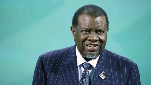 
Hage Geingob, Namibia's president, speaks during the Summit on Methane and Other Non-CO2 Greenhouse Gases on day three of the COP28 climate conference at Expo City in Dubai, United Arab Emirates. — courtesy Getty Images