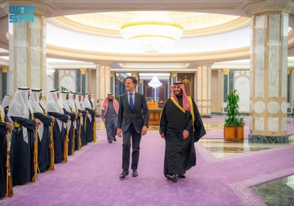 Crown Prince receives Dutch prime minister in Riyadh