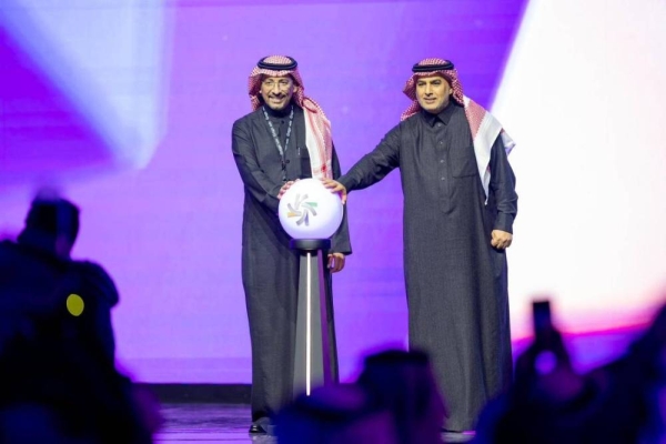 Minister of Industry and Mineral Resources Bandar Al-Khorayef and SDAIA Chief Dr. Abdullah Al-Ghamdi during the launching of the AI Center of Excellence in Industry and Mining at the Global Smart City Forum in Riyadh on Tuesday.