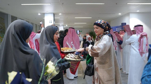 The passengers on the inaugural flight was accorded a warm welcome.