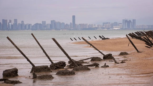 The Chinese city of Xiamen seen from Taiwan's Kinmen islands