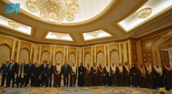 Sheikh Abdullah Al-Sheikh, speaker of the Shoura Council, holds talks with Vyacheslav Volodin, speaker of the State Duma of the Federal Assembly of the Russian Federation, in Riyadh on Monday.