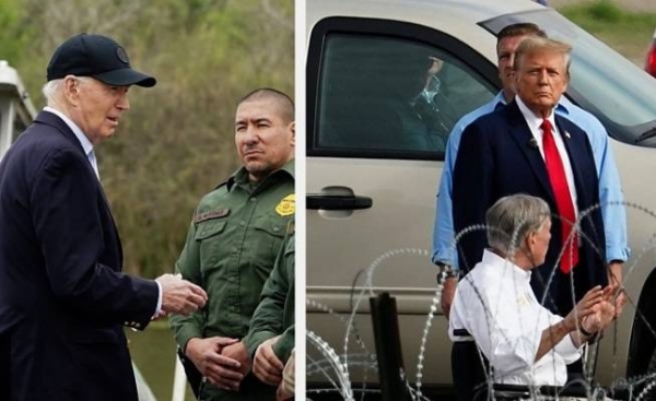 Biden and Trump at the US-Mexican border