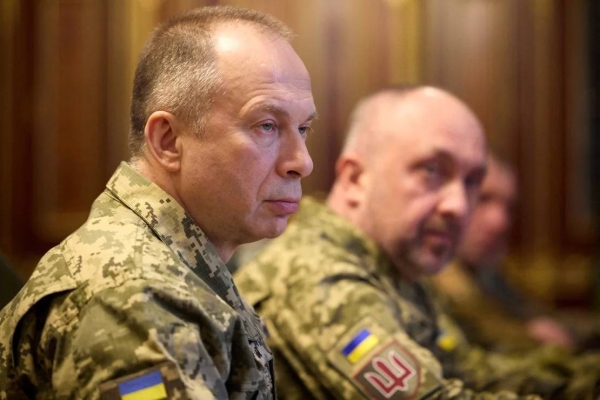 Col. Gen. Oleksandr Syrskyi attends a meeting in Kyiv on February 10, 2024