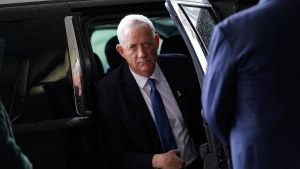 Israeli war cabinet member Benny Gantz arrives at the US State Department ahead of a meeting with US Secretary of State Antony Blinken in Washington on March 5, 2024