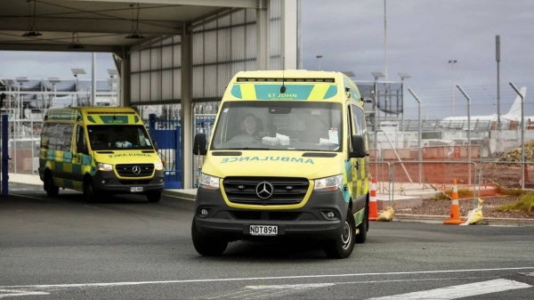 Ambulances respond to an incident at Auckland International Airport on March 11, 2024