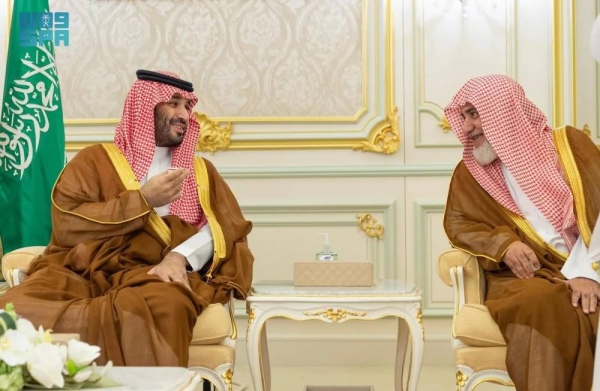 Crown Prince and Prime Minister Mohammed bin Salman receives prominent Islamic scholars, ministers, and a group of citizens in Madinah on Wednesday.