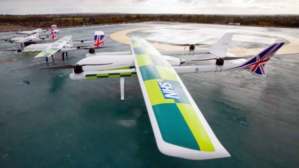 NHS delivery drones used in a trial in 2022. — courtesy PA