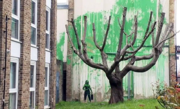 Banksy confirms the new London tree artwork is his.