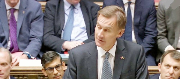 UK Chancellor Jeremy Hunt speaking in the House of Commons in this file photo.