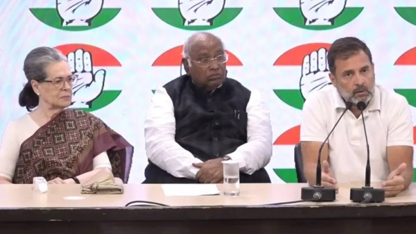 Top Congress leaders address a press conference on Thursday