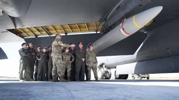 B-52 crews take part in hypersonic weapon familiarization training at Andersen Air Force Base, Guam, on February 27, 2024