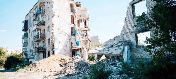 Buildings destroyed by shelling in Izyum, Ukraine. (file). — courtesy UNICEF/Pashkina