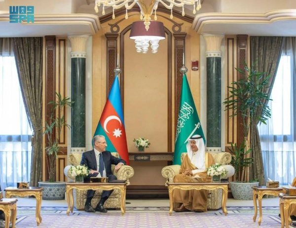 Saudi Minister of Energy Prince Abdulaziz bin Salman holds talks with Azerbaijani Minister of Ecology and Natural Resources Mukhtar Babayev in Jeddah.