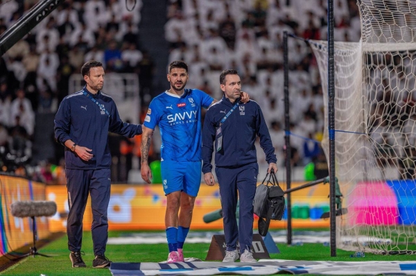 Al Hilal is awaiting an update on the severity of Aleksandar Mitrovic's leg injury, which he sustained during their thrilling 4-3 victory against Al Shabab in the Roshn Saudi League match on Saturday night. 