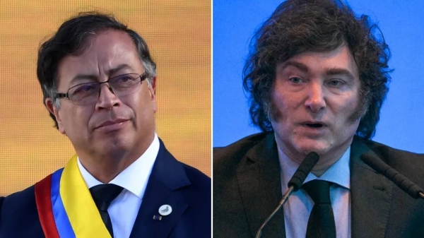 From left, Colombia's President Gustavo Petro and Argentina's President Javier Milei