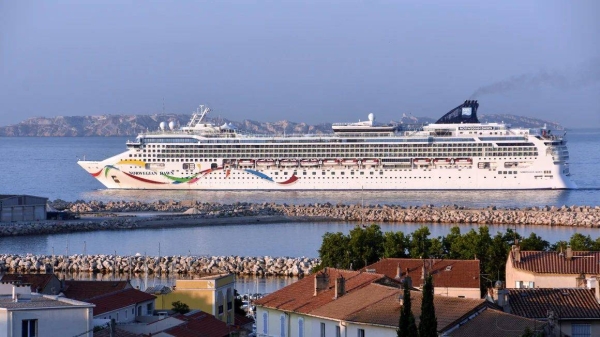 A Norwegian cruise ship arrives in the French Mediterranean port of Marseille in this 2021 file photo