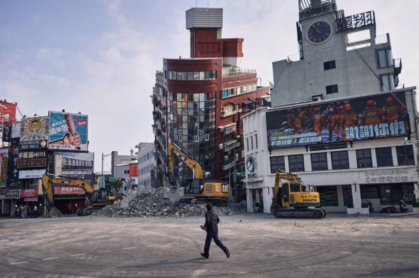 Damaged buildings following an earthquake in Hualien, Taiwan, on Thursday, April 4, 2024. Taiwan's semiconductor industry restarted operations and emergency personnel worked to help injured and trapped citizens as the island begins to recover from its worst earthquake in 25 years. Photographer: An Rong Xu/Bloomberg via Getty Images