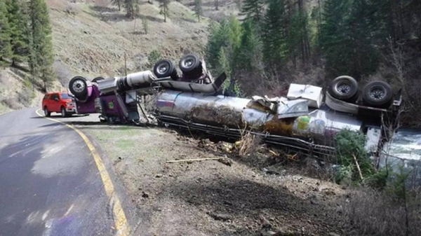 The crash caused some 77,000 fish to splash into the Lookingglass Creek
