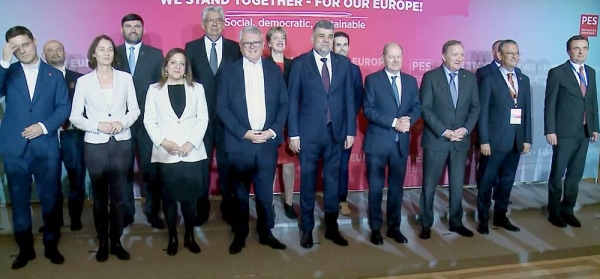 German Chancellor Olaf Scholz during the Party of European Socialists (PES) Leaders Conference, at the Palace of the Parliament.