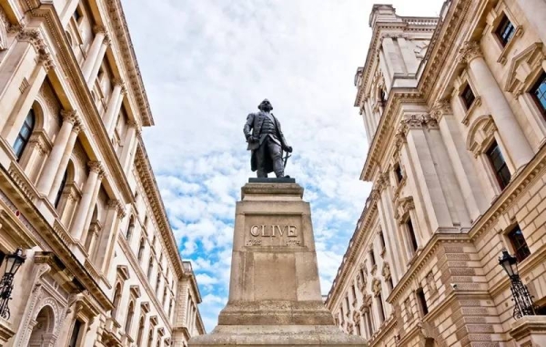 The main Foreign, Commonwealth & Development Office building in London houses a statue of British imperialist Robert Clive, who engineered British rule in India