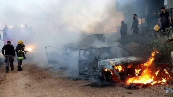 Cars were set ablaze when settlers stormed al-Mughayyir