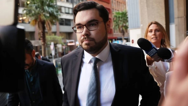 Bruce Lehrmann arrives at the Federal Court in Sydney for the ruling in his defamation case on April 15, 2024