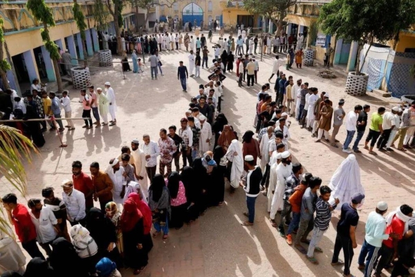 People queue up to vote in Uttar Pradesh, India's most politically crucial state.